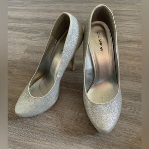 Silver sparkle heels